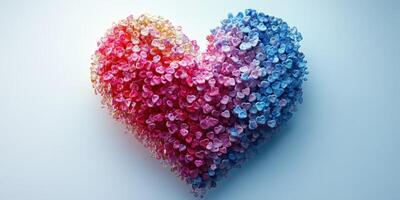 Heart made of colorful crystal hearts capturing vibrant emotions of love and affection in an artistic display photo