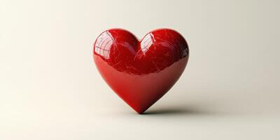 Red heart symbolizing love and affection, resting on a neutral background in a softly lit environment photo