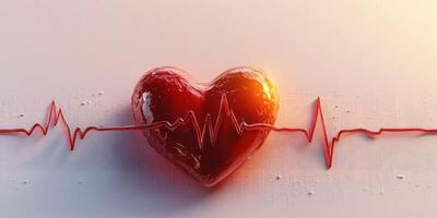 Visual representation of a heart with heartbeat line symbolizing health and vitality in a creative design photo