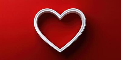 Heart shape outlined in white against a vibrant red background creates a striking visual symbol of love and affection photo