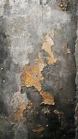 Texture of weathered wall with peeling paint and rust at an abandoned site during daylight photo