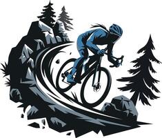 Cyclist in Mountainous Terrain vector