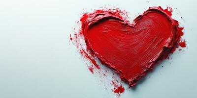 Creative red heart shape painted on a white canvas showcasing vibrant colors and artistic expression photo