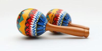 Colorful maracas displayed together featuring intricate designs and bright colors for musical enjoyment photo
