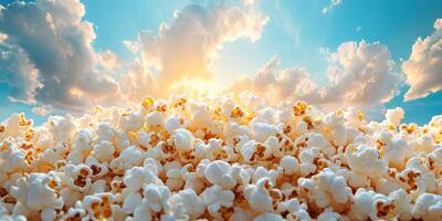 Popcorn clouds stretch across the sky at sunset creating a whimsical and dreamlike atmosphere photo