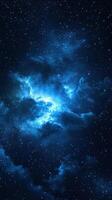 Vast cosmic landscape showcasing luminous blue nebulae and twinkling stars in the depth of space photo