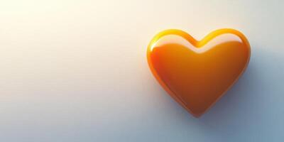 Bright orange heart shaped decoration on a smooth surface reflecting soft light in a serene setting photo