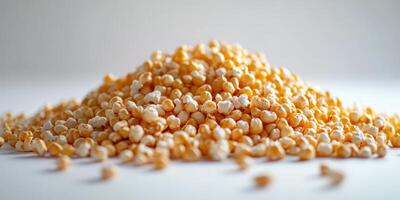 Freshly popped kernels of corn ready for cooking at home during a cozy movie night photo