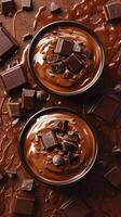 Decadent chocolate dessert with rich toppings in a dark and inviting setting photo