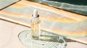 Cosmetic product presentation for advertisement photo