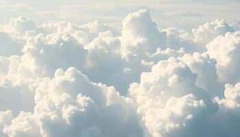 Aerial View of Soft White Cumulus Clouds Under Sunlight photo