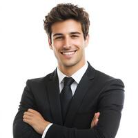 A man in a suit and tie is smiling photo