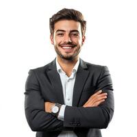 A man in a suit and tie is smiling photo