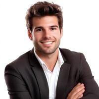 A man in a suit and tie smiling photo