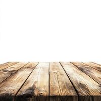 wood table top isolated on white background photo