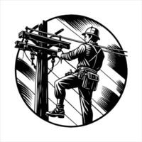 A lineman working on a power vector