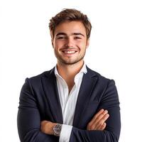 A man in a suit and tie is smiling photo