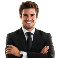 A man in a suit and tie smiling photo