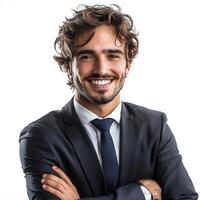 A man in a suit and tie smiling photo