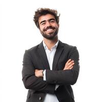 A man in a suit and tie is smiling photo