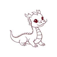 Adorable Dragon Outline Drawing Simple Childlike Character Perfect for Coloring Book Design vector