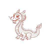 Friendly Dragon Cartoon Sketch Isolated Image Mythical Creature Design Template vector