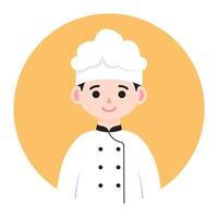 Chef Character with Bright Orange Background in Modern Flat Design vector