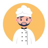 Flat Style Chef with Orange Circle Background vector