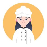 a woman in a chef's uniform is shown in a flat style vector