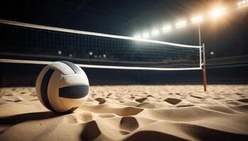 Beach Volleyball Night Game In Arena photo