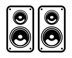 A pair of classic black and white speakers with a vintage design perfect for enhancing any music listening experience in a retro style vector