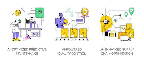 AI in Manufacturing abstract concept illustrations. vector