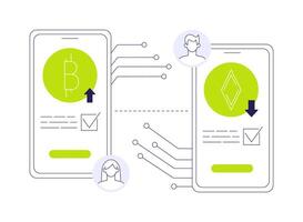 Cryptocurrency transaction abstract concept illustration. vector