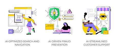 AI in online shopping abstract concept illustrations. vector