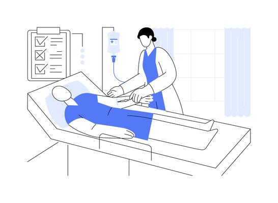 Nursing procedures and practice isolated cartoon illustrations.