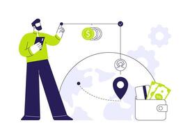 Cross-border payments abstract concept illustration. vector