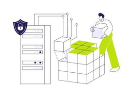 Blockchain cybersecurity abstract concept illustration. vector
