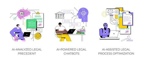 AI in jurisprudence abstract concept illustrations. vector