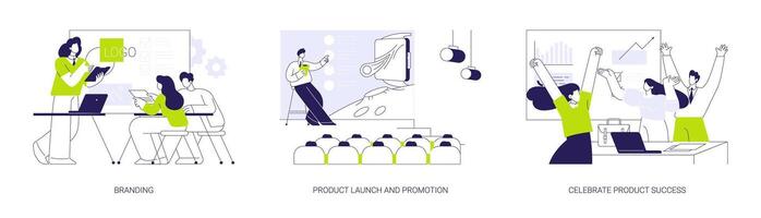 Launching product process abstract concept illustrations. vector