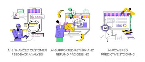 Online shopping with AI Technology abstract concept illustrations. vector