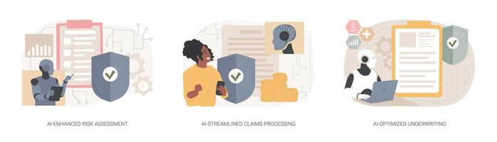 AI in Insurance abstract concept illustrations. vector