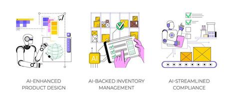 AI Technology in Manufacturing abstract concept illustrations. vector