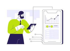 Cryptocurrency exchange app abstract concept illustration. vector