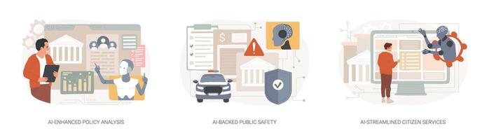 AI in Government and Public Services abstract concept illustrations. vector