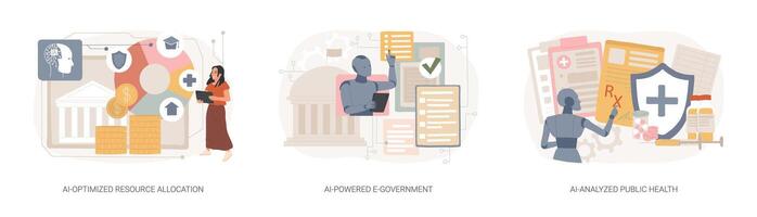 AI Technology for Government and Public Services abstract concept illustrations. vector