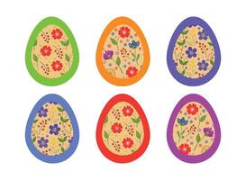 A spring set of Easter eggs for festive decoration and greeting cards. happy Easter. Vintage, ethnic and folk style. Easter set. illustration vector
