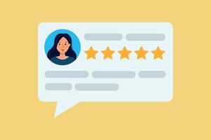 Five-star work efficiency. This employee received 5 stars for the work done. Customer experience, reviews and evaluation.Presentation of the customer satisfaction concept, product comments vector