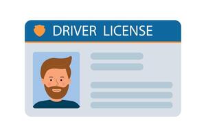 The identification card of the male car driver with a photo. Plastic identification card.Illustration of the identity document of the driver of the vehicle. A business card that demonstrates vector