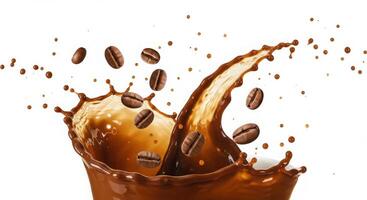 Coffee splash with coffee beans photo