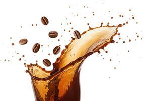 Coffee splash with coffee beans photo